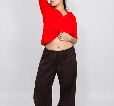 Relaxed Cotton Trousers | Chocolate Brown